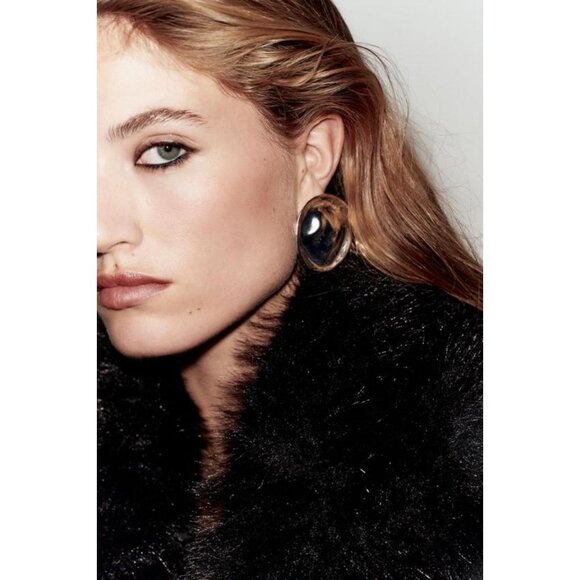 ZARA WOOL COAT WITH FAUX FUR COLLAR AND BELT - Picture 5 of 9